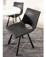 כסא פינת אוכל שחור מרופד דמוי עור דגם MOBI