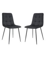 זוג כסאות אוכל מרופדים בד קטיפתי גוון שחור דגם רוז