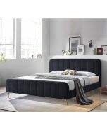 מיטה זוגית 160*200 מרופדת בד קטיפתי עם רגלי זהב דגם טייגר 160