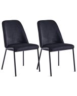 זוג כיסאות מעוצבים ריפוד בד קטיפתי דגם אייל בגוון שחור