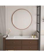 מראה עגולה לתליה קוטר 70 ס"מ מסגרת עץ גוון טבעי