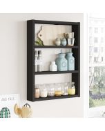 יחידת מדפים דקורטיבית Fata בגוון שחור דמוי עץ דגם 