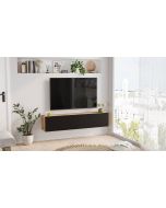 מזנון טלוויזיה צף דגם ARISTO בגוון גוף אלון דלתות שחור