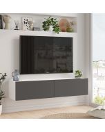 מזנון טלוויזיה צף דגם ARISTO בגוון גוף לבן בשילוב דלתות בגוון אפור