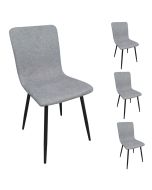 סט 4 כסאות אוכל מרופדים בד רחיץ דגם סהר בגוון אפור