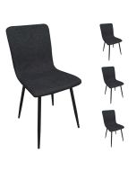 סט 4 כסאות אוכל מרופדים בד רחיץ דגם סהר בגוון שחור