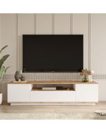 מזנון טלוויזיה  220 ס"מ בגוון לבן מבריק דגם קורל