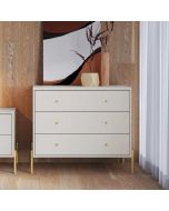 קומודה בגוון לבן מבריק ופרזול זהב דגם אלמוג 