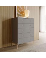 קומודה 5 מגירות אפור מבריק ופרזול זהב דגם חושן