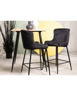 כסא בר שחור בד קטיפה משענת גב דגם APEX