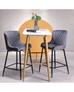 כסא בר אפור בד קטיפה משענת גב דגם APEX