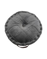 כרית מושב עגולה קטיפה בצבע אפור קוטר 40 ס"מ