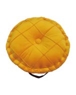 כרית מושב עגולה קטיפה בצבע צהוב קוטר 40 ס"מ