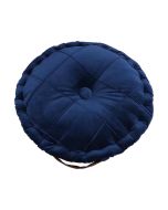 כרית מושב עגולה קטיפה בצבע כחול קוטר 40 ס"מ