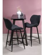 כסא בר שחור משענת גב בד פשתן דגם NITO