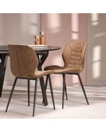 כסא פינת אוכל חום מרופד דמוי עור דגם RANCHER