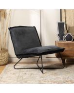 כורסא בד קטיפה שחור דגם פרינסי