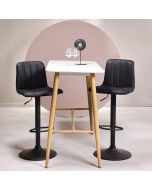 כסא בר שחור משענת גב דמוי עור דגם PNEUMATIC