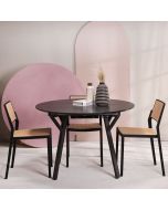 שולחן אוכל נפתח קוטר 110 ס"מ בגוון שחור דגם +ARKA