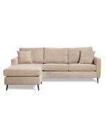 ספה פינתית תלת מושבית בד קורדרוי בגוון בז' 220 ס"מ דגם RANDOM