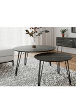 זוג שולחנות סלון בעיצוב גרניט שחור