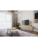 סט מזנון רוחב 1.8 מטר וזוג שולחנות לסלון קולקציית עץ טבעי