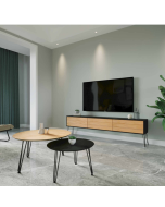 סט מזנון רוחב 1.8 מטר וזוג שולחנות לסלון קולקציית אלון משולב