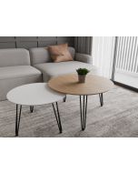 זוג שולחנות סלון קולקציית לבן משולב