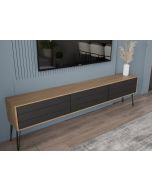 מזנון לסלון 2 מטר סדרת שחור משולב אלון