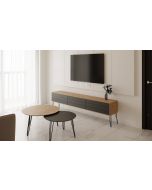 סט מזנון רוחב 1.8 מטר וזוג שולחנות לסלון סדרת שחור משולב אלון