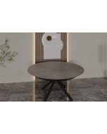 שולחן פינת אוכל עגול נפתח דמוי שיש דגם גרניט מוזהב