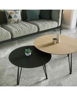 זוג שולחנות סלון סדרת שחור משולב אלון