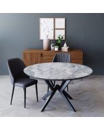 שולחן פינת אוכל עגול מעץ קוטר 1.20 דגם שיש אפור