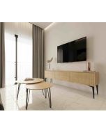 סט מזנון רוחב 2 מטר וזוג שולחנות לסלון דגם קיסר בגוון עץ טבעי