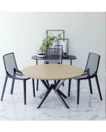 פינת אוכל עגולה דגם ונציה עם 4 כסאות בגוון שחור