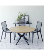 פינת אוכל עגולה דגם ונציה עם 4 כסאות בגוון אפור