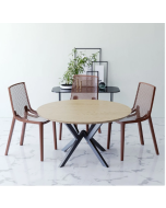 פינת אוכל עגולה דגם ונציה עם 4 כסאות בגוון חום