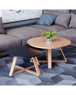 זוג שולחנות סלון דגם יופיטר בגוון שחור בשילוב אלון