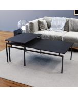 זוג שולחנות סלון מעוצבים דגם ברידג’ בגוון פורניר אלון מושחר