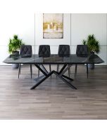 פינת אוכל מלבנית נפתחת + 4 כסאות דגם גרניט שחור