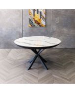 שולחן פינת אוכל עגולה נפתחת דגם גלורי גרניט לבן