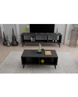 סט מזנון ושולחן לסלון דגם סביון בגוון שחור