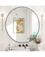 מראה דקורטיבית עם מסגרת שחורה - קוטר 100