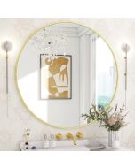 מראה דקורטיבית עם מסגרת זהב - קוטר 100