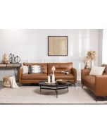 ספה תלת מושבית 220 ס"מ עור בגוון חום אדמדם דגם סונטה