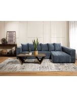 ספת רביצה פינתית 300 ס"מ ימין בד כחול ג'ינס דגם בוקסי