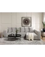 ספת רביצה פינתית 300 ס"מ ימין בד אפור בהיר דגם בוקסי