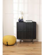 שידה 2 דלתות MDF ופורניר אלון בגוון שחור דגם קיוב