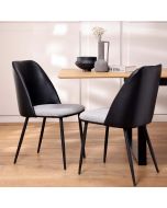 כסא פינת אוכל דמוי עור שחור משולב בד אפור דגם נפולי