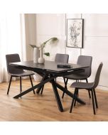 שולחן אוכל נפתח אפור קרמיקה 90*140 ס"מ דגם מיניס